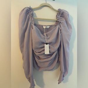 ASTR the Label Puff Sleeve Square Neck Top - Pale Purple